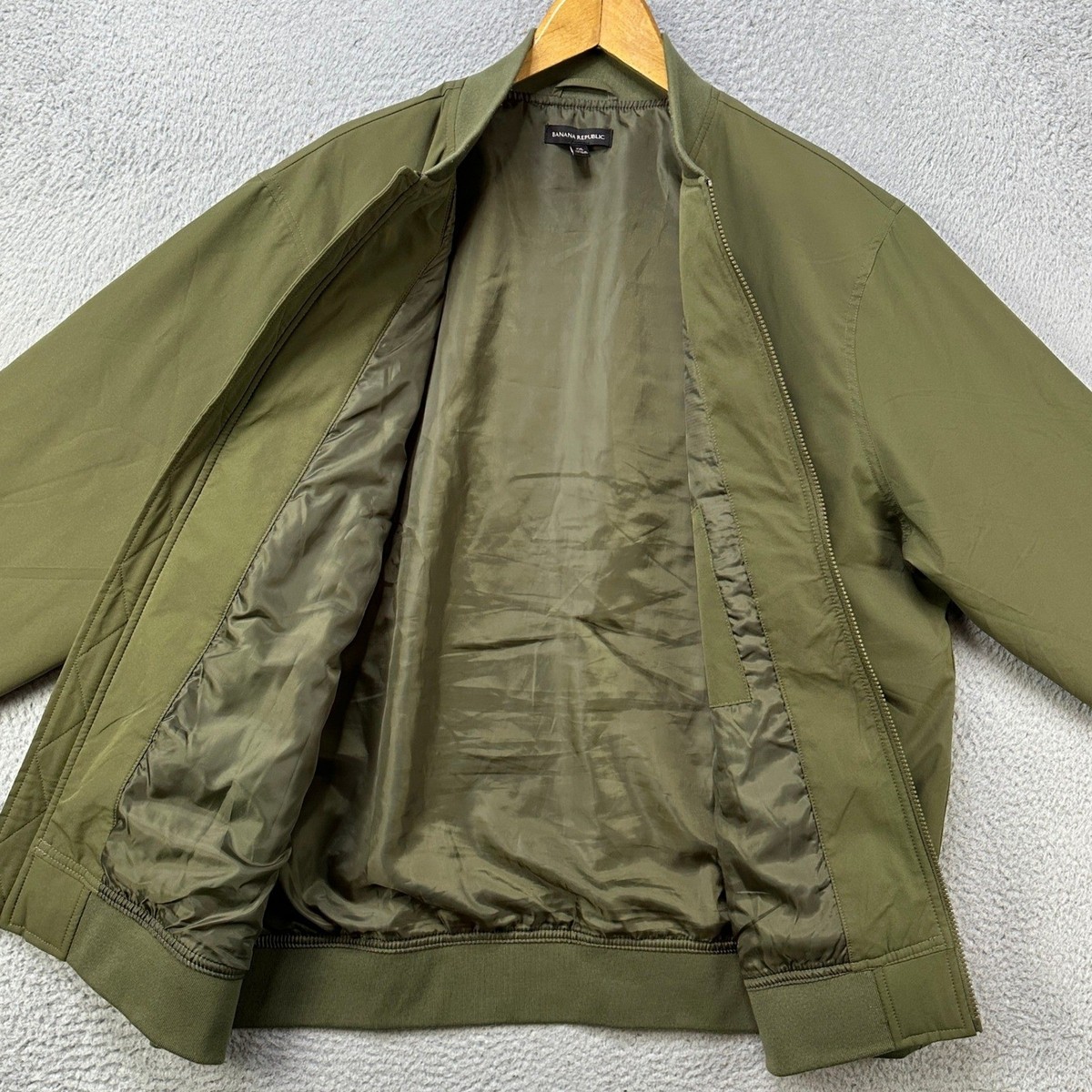 Banana Republic Mens 2XL Jacket Insulated Bomber Olive Green Full 
