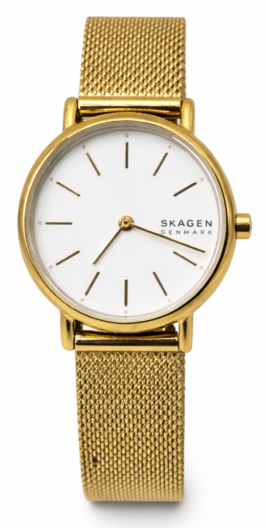 Skagen Signatur SKW2693 Gold Mesh Bracelet Watch White Dial Quartz Minimalist