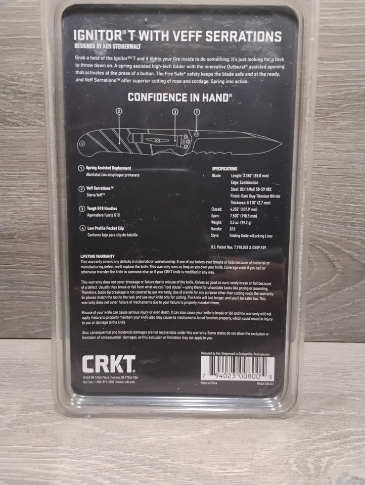 CRKT IGNITOR T SPRING ASSISTED FOLDING POCKET KNIFE 6865 (BLACK) | eBay