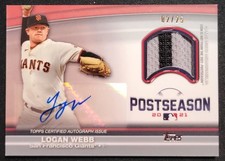 LOGAN WEBB 2022 TOPPS POSTSEASON PERFORMANCE JERSEY PATCH AUTO /25 SF GIANTS SSP