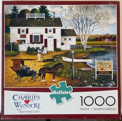 1,000 Piece Charles Wysocki Puzzle ''Birch Point Cove'', Buffalo Games, Used