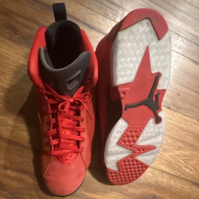 Jordan Air Jordan 6 Red/Black Mid Top Men s Lace-Up Basketball Sneakers EE