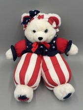 1995 Dan Dee Teddy Bear Liberty Stars Stripes Patriotic Plush 13  Vintage
