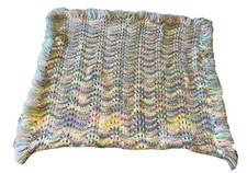 Vtg Pastel Handmade Crochet Soft Knitted Baby Blanket Throw Afghan Unisex 23x42