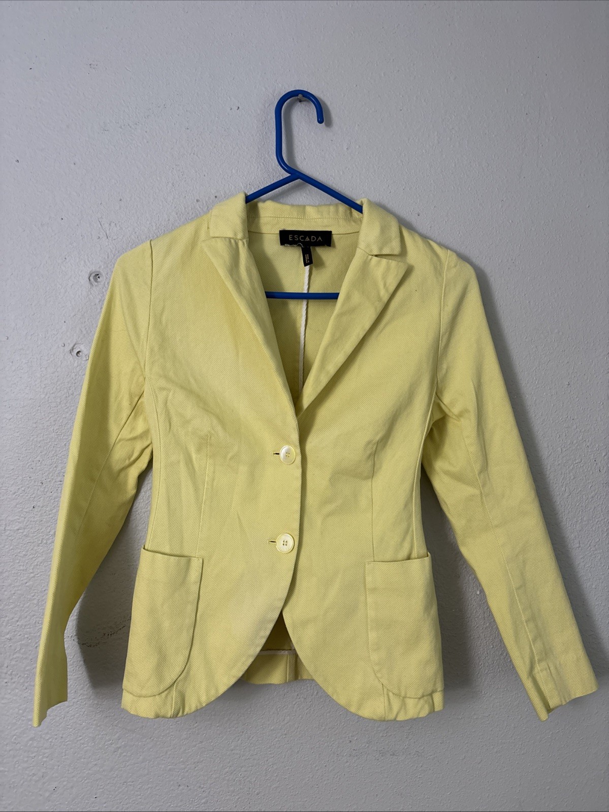 ESCADA Womens Blazer Jacket Two Button Cotton Yel… - image 1