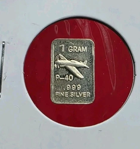 P-40 Mustang Plane - 1 Gram .999 Fine Pure SILVER Bullion Mini Bar Coin Ingot