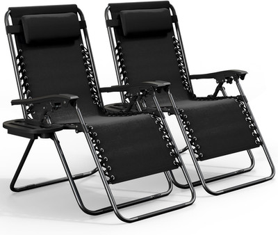 Zero Gravity Chairs Set of 2, Patio Lounge Chair Outdoor with Pillows & Cup Hold