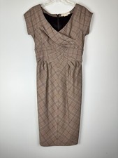 Michael Kors Plaid Knee Length Short Sleeve Dress No Belt Womens Size 4 Career