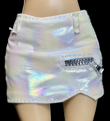 Rainbow High Tiara Song Doll White Holographic Oil Slick Pleather Mini Skirt