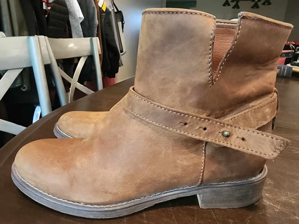 Botas de motociclista Madewell sin cordones de cuero marrón para mujer talla 7,5 Foto 2 de 4