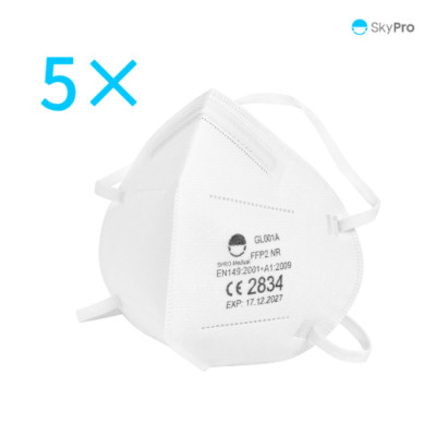 5×Spro Medical SkyPro Gl001A FFP2 Atemschutz Maske mit Kopfbändern/MHD 12.2027