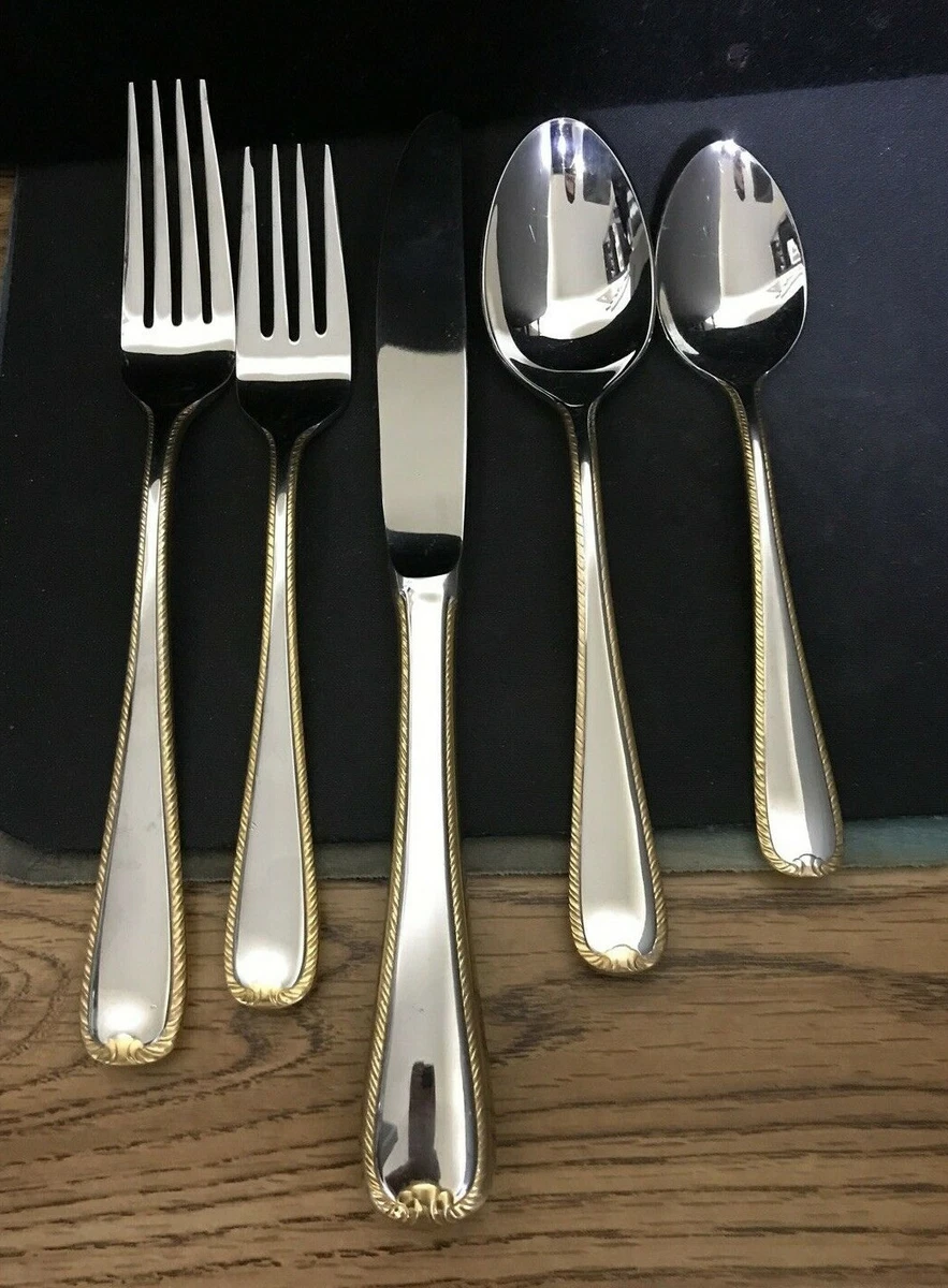 Gorham GOLDEN RIBBON EDGE stainless 5 Piece Setting BRAND NEW eBay
