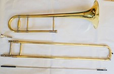 Funion B Flat Tenor Trombone Kit Bb Key Gold Lacquer Slide Trombone w Case New
