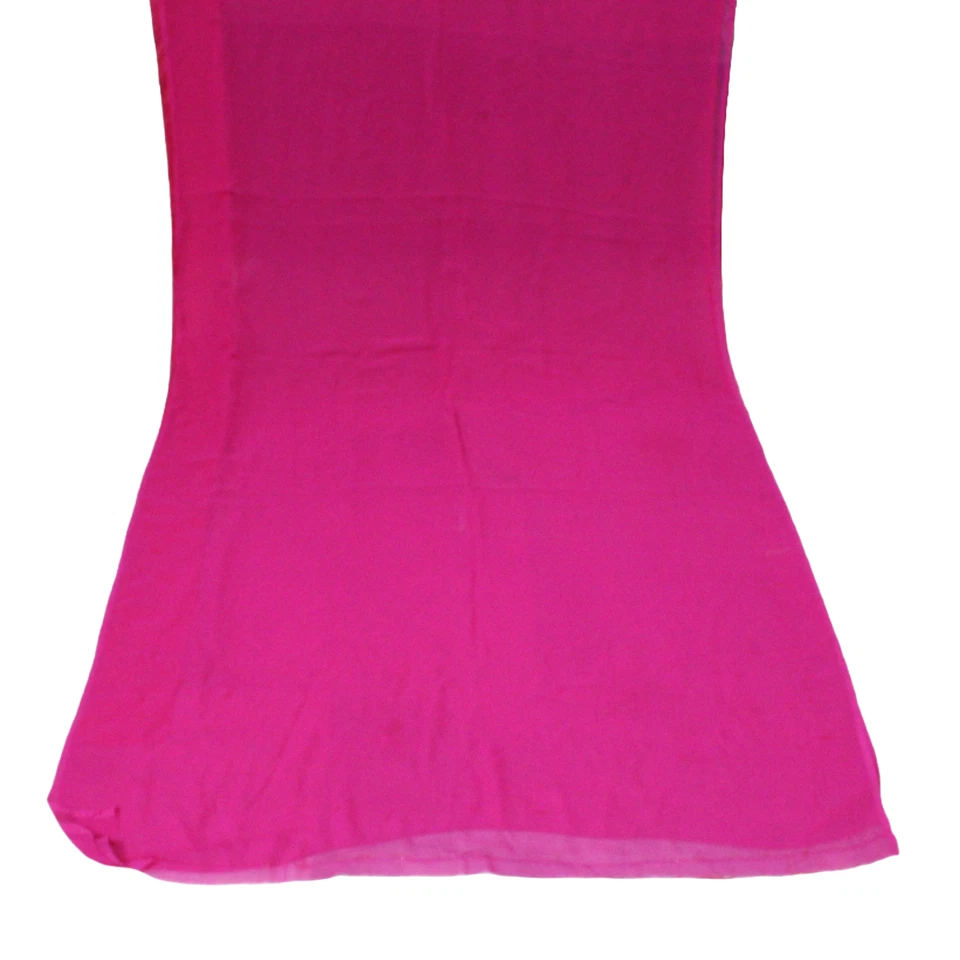 Vestido rosa indio vintage tela artesanal sari cortina lisa Georgette sari Foto 2 de 4