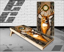 Wicked Wire Camo Deer Buck Cornhole Boards Bean Bag Toss Game