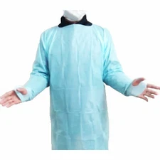 Disposable Over The Head Isolation Gown with Waist Ties & Thumb Loop Blue 50/pk