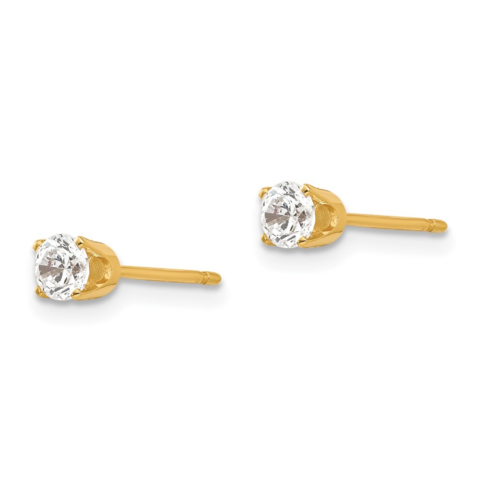 4mm 14K Yellow Gold 3.5mm CZ stud earrings | eBay
