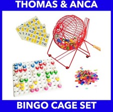 Bingo Cage Machine Lotto Bingo Game 1-90 bingo balls cards Metal 6" cage Red