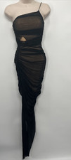 Nookie WOMAN'S ASYMETRICAL One Strap Mecca Mesh Black Maxi Dress GOWN Size Small