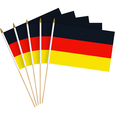 G128 50 Pack Handheld Germany German Stick Flags 8x12 In Printed 150D