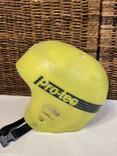 Vintage 80s Pro-tec Skateboard Skate BMX Full Cut Yellow Helmet Made in USA RARE