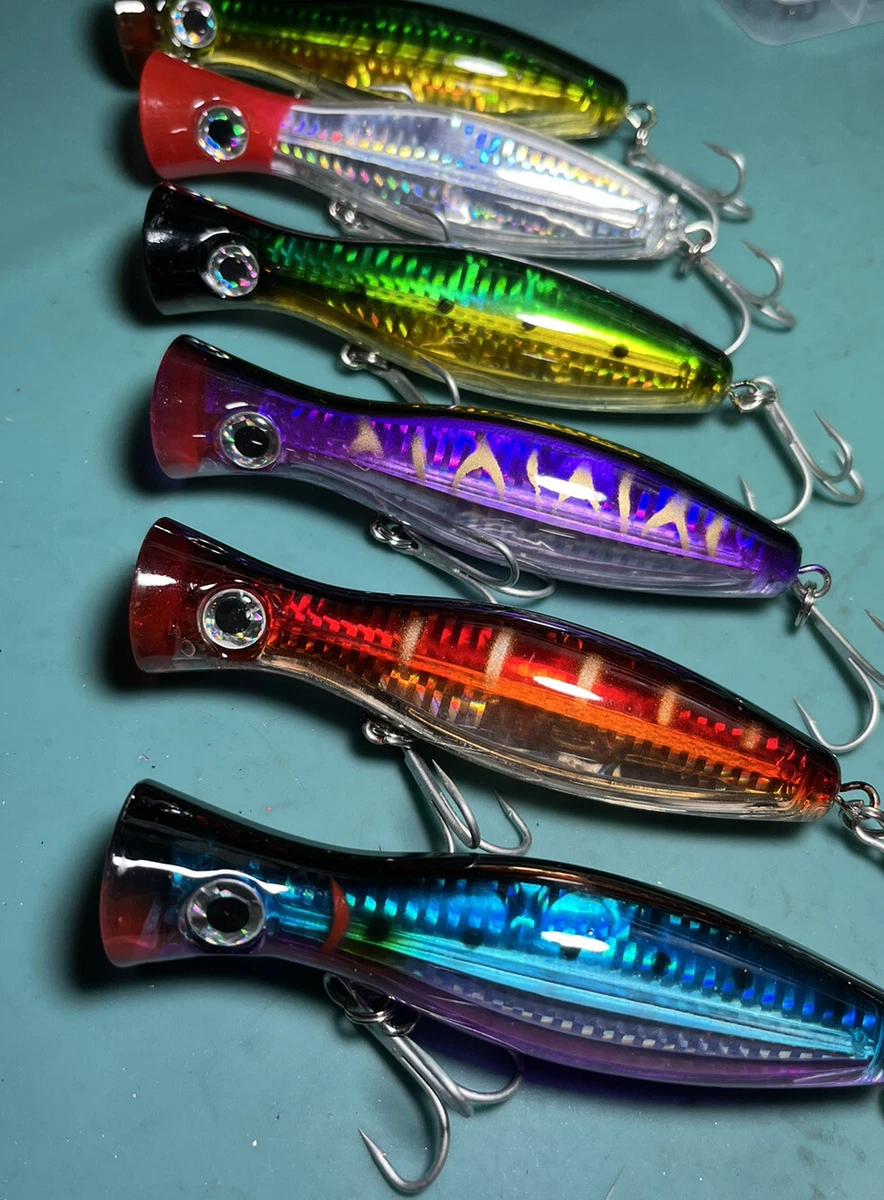 6 Pack SET of Topwater Popper Plug Fishing Lures Freshwater