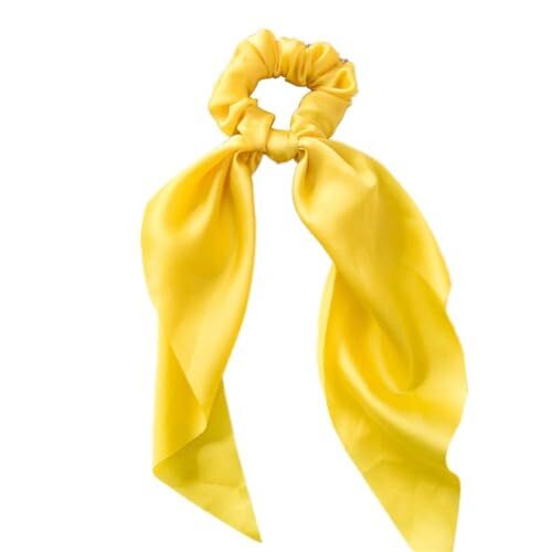 4 Pcs Yellow Women Girl Bow Satin Ribbon Ponytail Scarf Hair Tie Rope - Picture 2 of 6