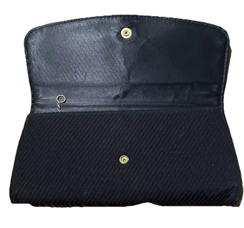 Womens Handbag Black Corduroy Clutch Bag Inside Zipper EUC - Picture 2 of 5