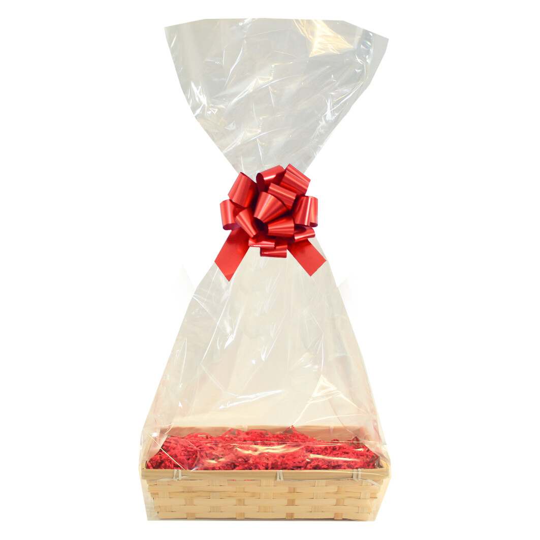 Make Your Own Gift Basket Hamper Kit - 36cm Bamboo Tray, Shred, Bag, Bow, Tag