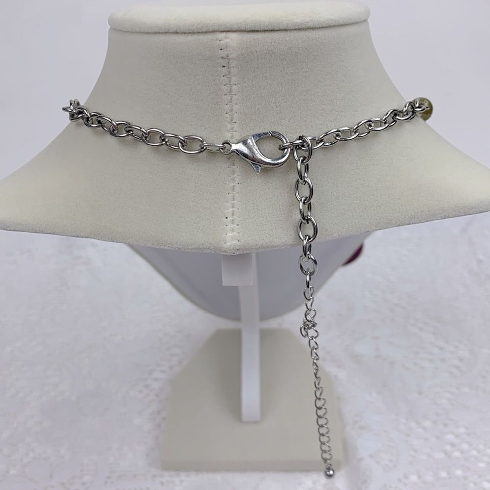 Statement Necklace Silver Chain Multicolor beads … - image 7