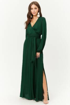 Forever 21 Hunter Yellow Belted Surplice Maxi Dress S/M | eBay