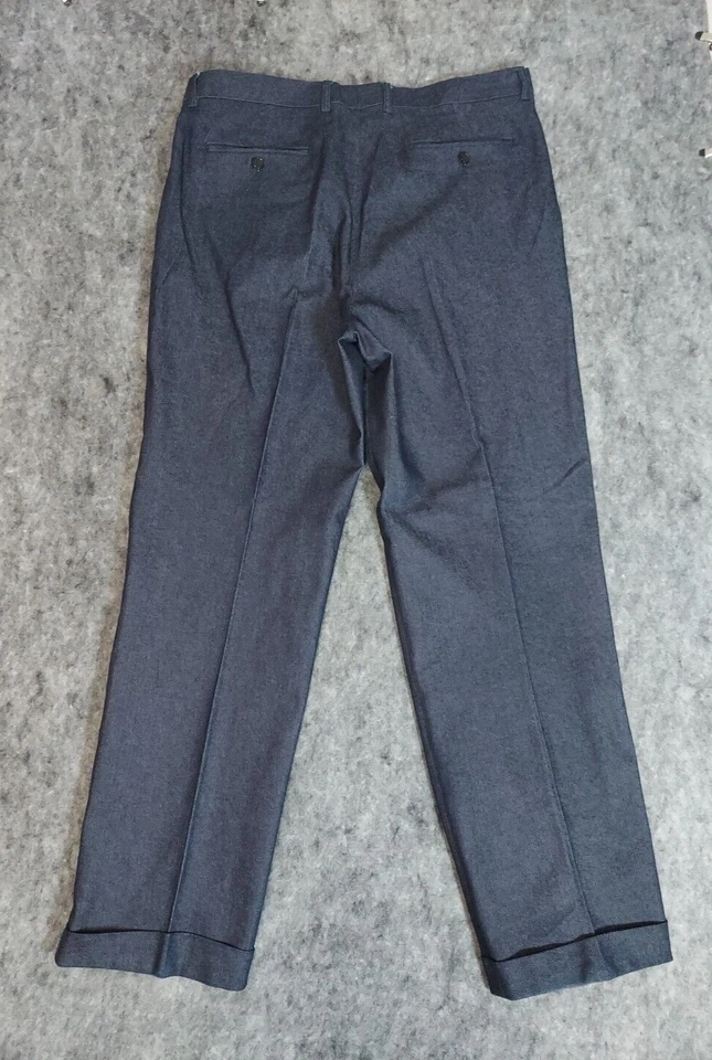 Pantalones Inserch Para Hombre 38x33 Azul Denim Look Vestido Puños Plisado Negocios Oscuro Foto 2 de 4