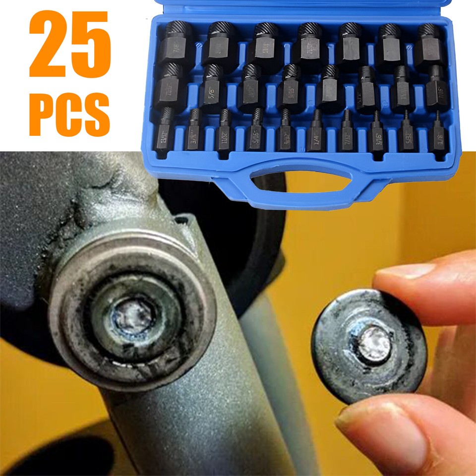 25Pcs Screw Extractor Set Hex Head MultiSpline Easy Out Bolt Extractor