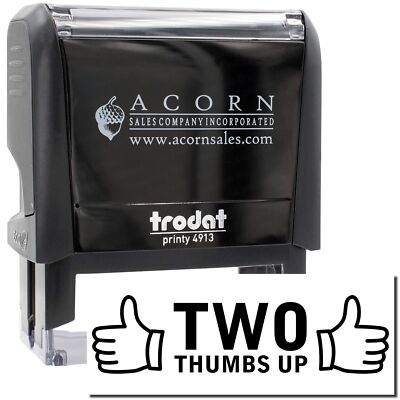 Large Self-Inking Two Thumbs Up with Thumb Icon Stamp 7/8'' Tall x 2-1/4'' Wide