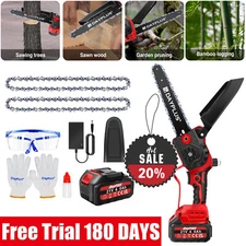8” Mini Handheld Electric Chainsaw Cordless Chain Saw Wood Cutter Rechargeable