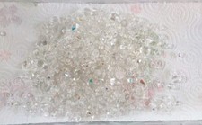 Huge Lot of Assorted Sizes  Shapes Clear Faceted Crystal Glass Beads