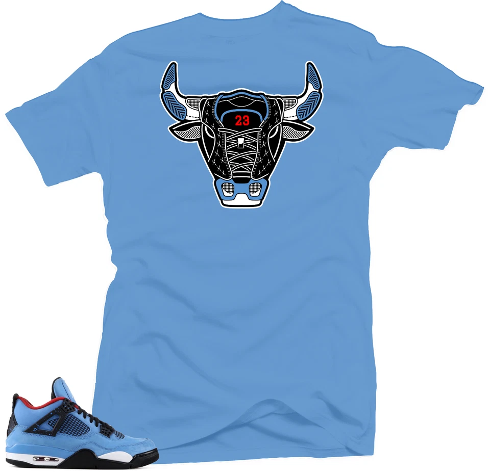 Shirt to Match Jordan 4 Cactus Jack Sneakers. Bull 4 Blue Tee
