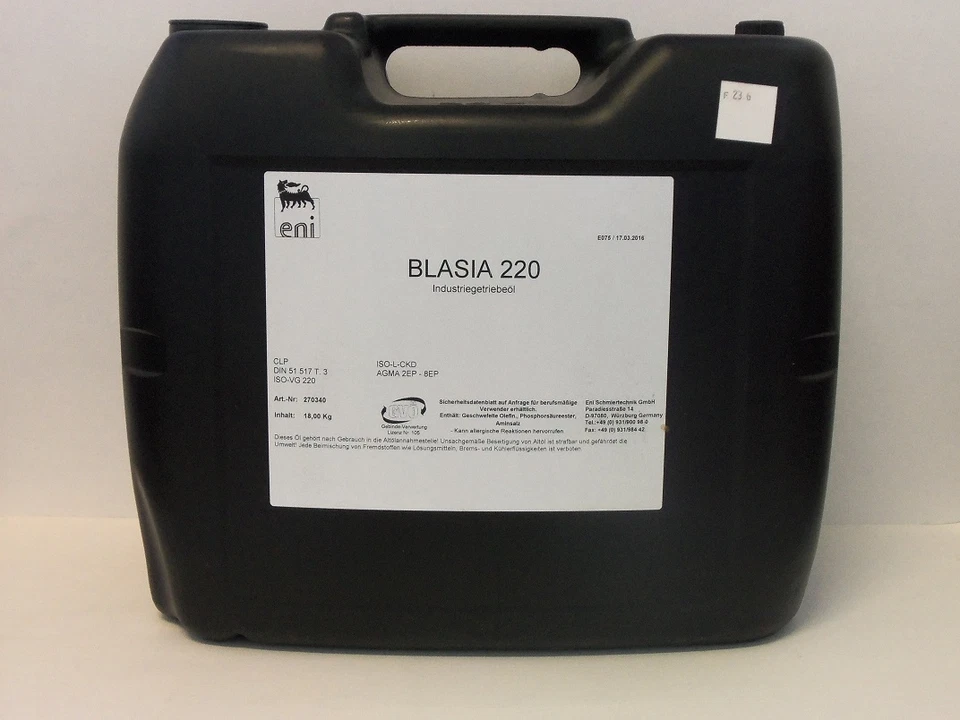 5,24€/l ENI Blasia 20 Ltr Industriegetriebeöl CLP ISO-VG 220 Paraffin EP Öl