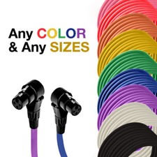 Right Angle 3-Pin XLR Female Balanced Cable - Custom Length Color Connector Cord