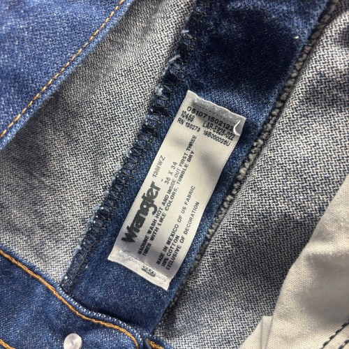 Vintage Wrangler Jeans Mens 36x34 Blue Dark Wash Cotton Straight Workwear 31MWZ - 第 3/9 張圖片