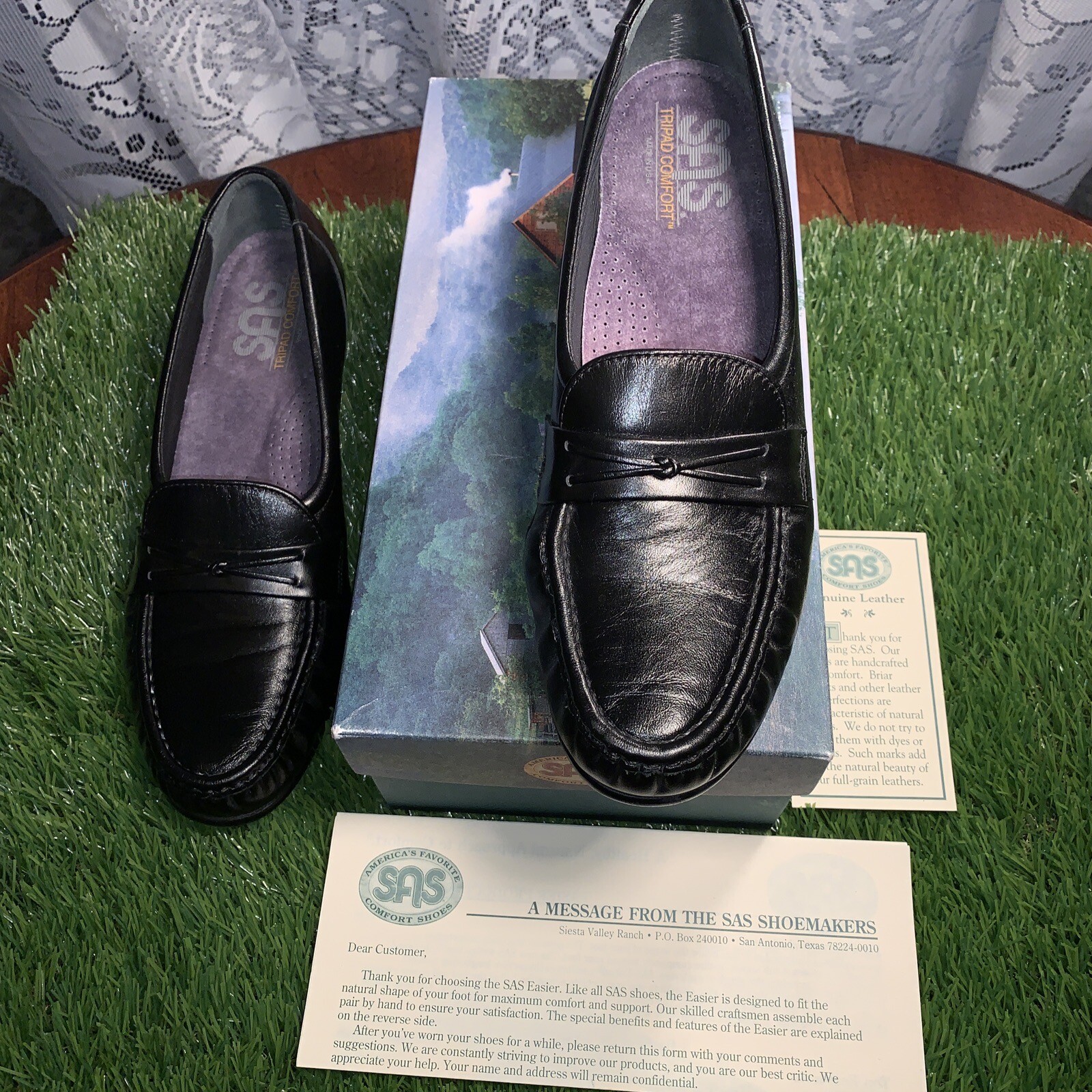 Sas black loafers 10 s simplify slip on shoes euc hand made in usa