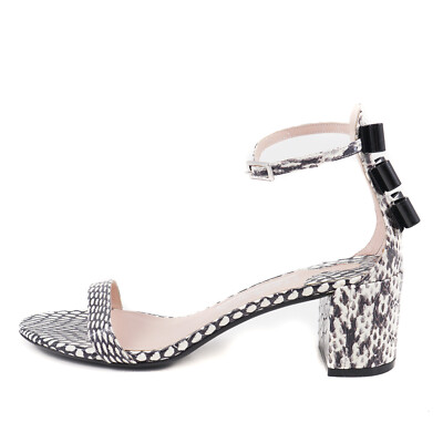 Salvatore Ferragamo 'Connie' Black and White Snakeskin Pump Sandal