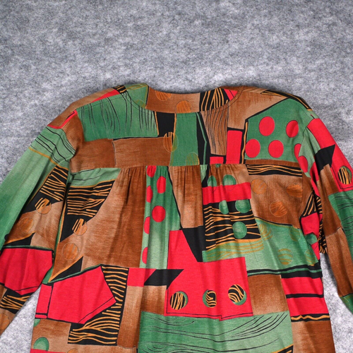Vintage 80s 90s Cardigan w Shoulder Pads Geometric Print Jacket Multicolor - Picture 13 of 15