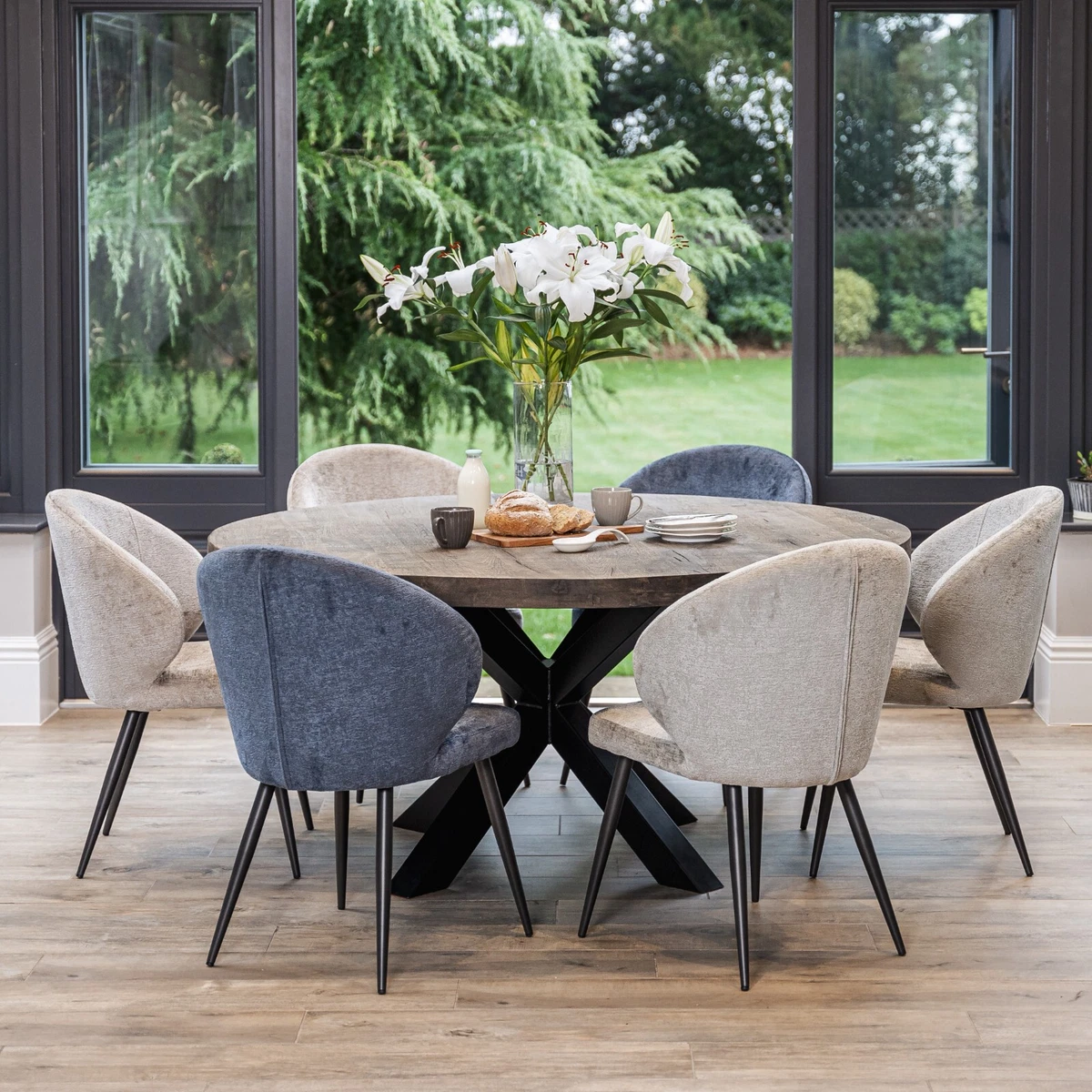 CHENILLE DINING CHAIR BLACK LEGS THREE COLOURS eBay