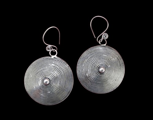 Pendientes tribales de plata china joyería Hmong Miao #110 hechos a mano únicos 727908731842 |