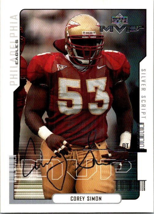 2000 Upper Deck MVP #194 Corey Simon Silver Script