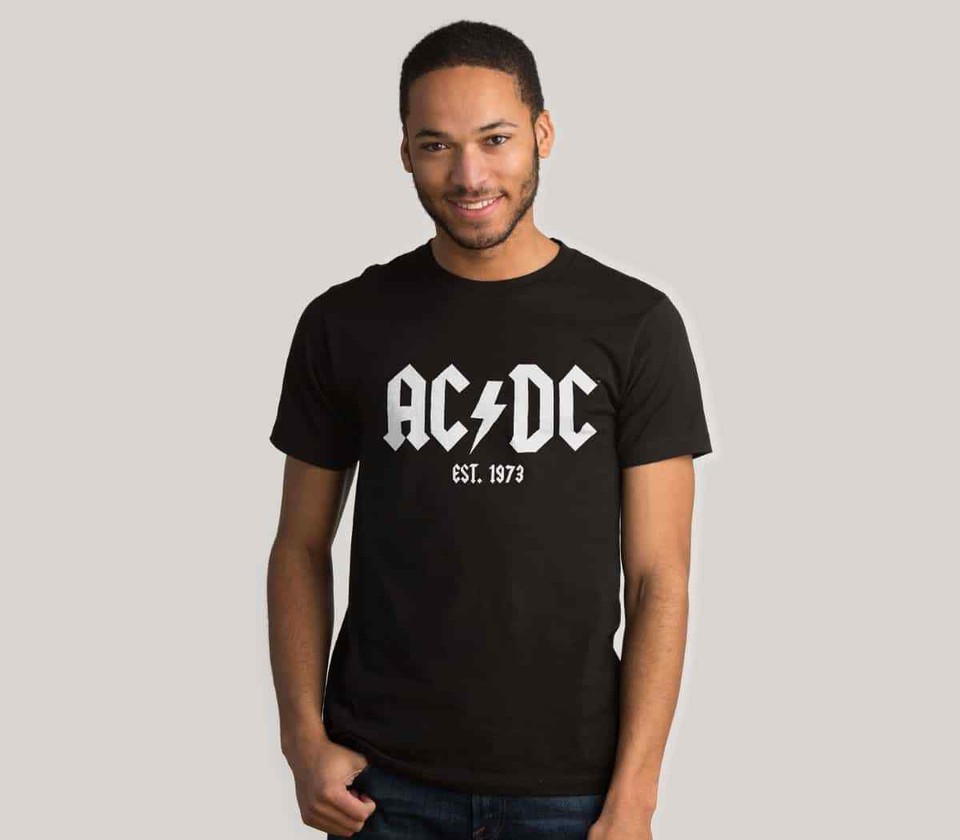 AC/DC Est 1973 Logo T Shirt Mens Licensed Rock N Roll Music Band Tee ...