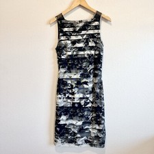 Adrianna Papell Women's Black Floral Sheath Knee Length Dress 8 Formal Party EUC