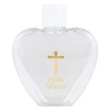 Heart Shaped Holy Water Bottle (N5343) Holds 2 oz -Flip Top- Screw On Cap