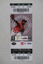 SAN FRANCISCO GIANTS VS PIRATES 8/15/2016 FULL TICKET ~ SANTIAGO CASILLA